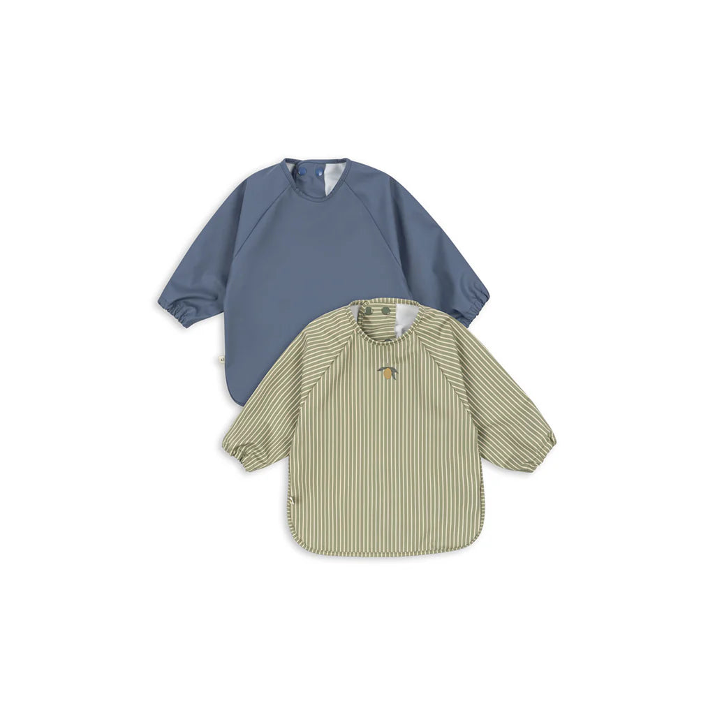 2-pak Hagesmæk med ærmer, Tea Stripe/Flint Stone, Konges Sløjd