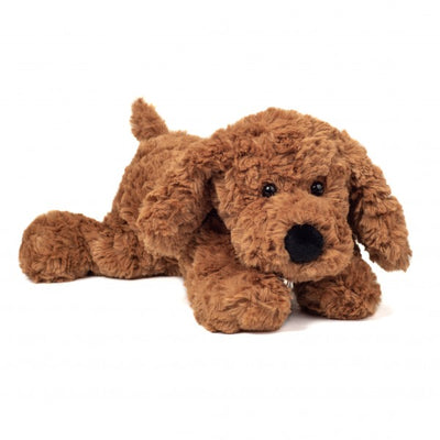 Hundebamse, bamse, bamse til børn, barselsgave, teddy hermann, liggende hundebamse, barnedåbsgave 