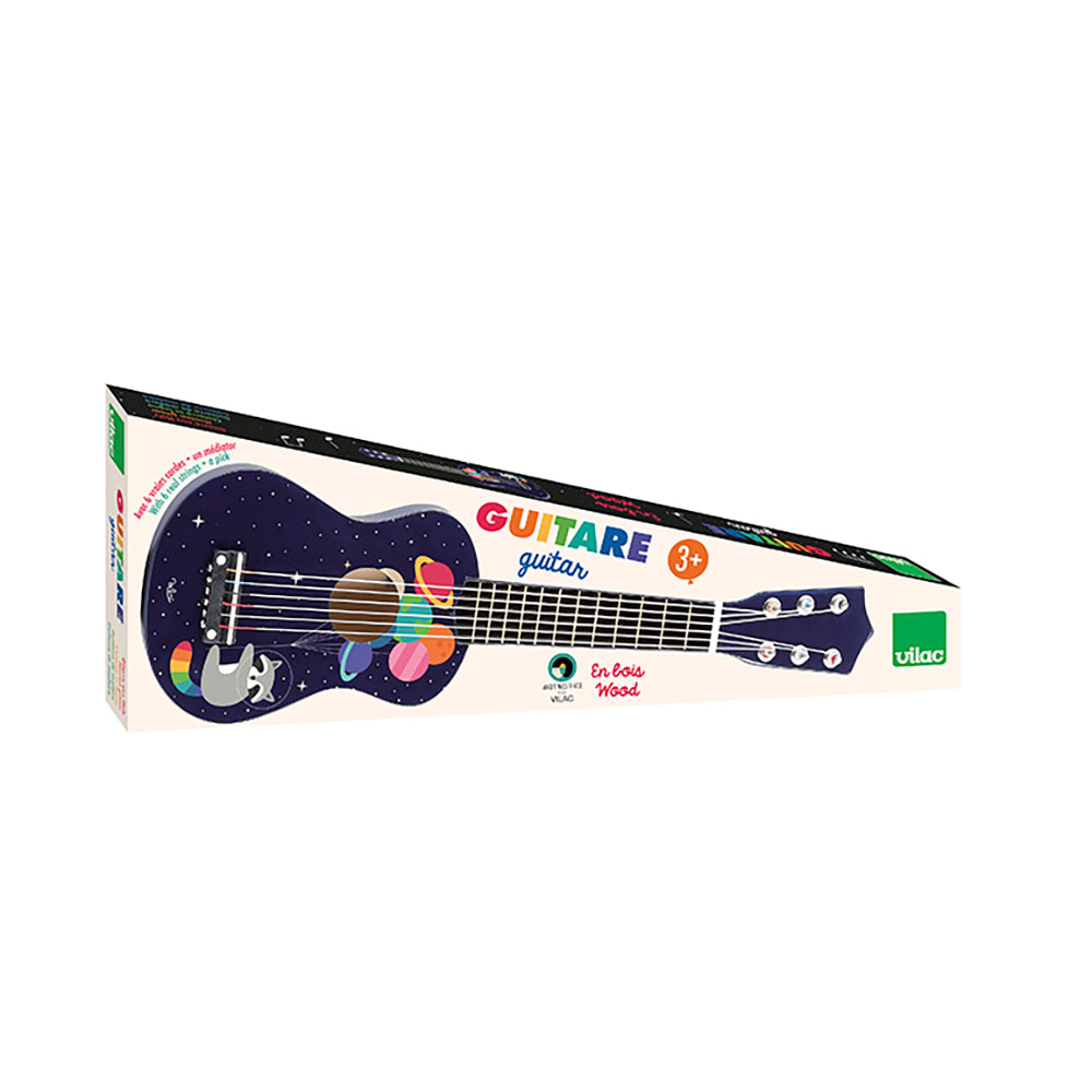 Guitar i træ, emballage, guitar til børn