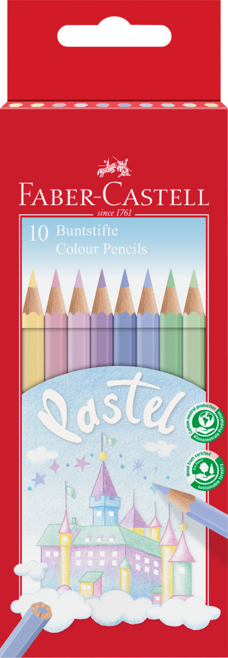 10 Farveblyanter, Pastelfarver, Faber-Castell