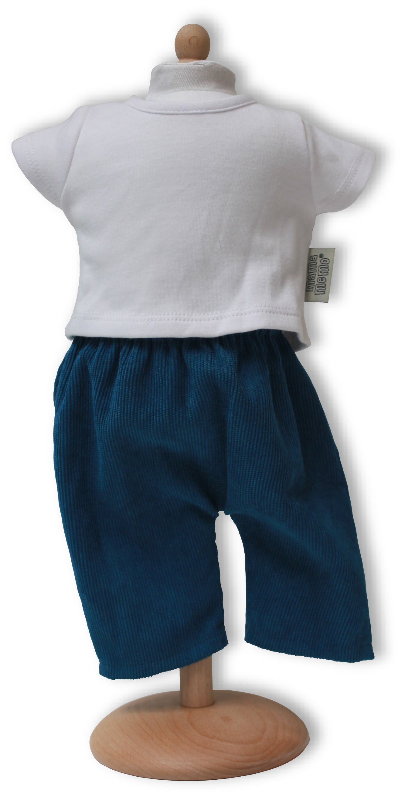 Fløjlsbukser m. t-shirt, Blå fra MaMaMeMo, på lille gine