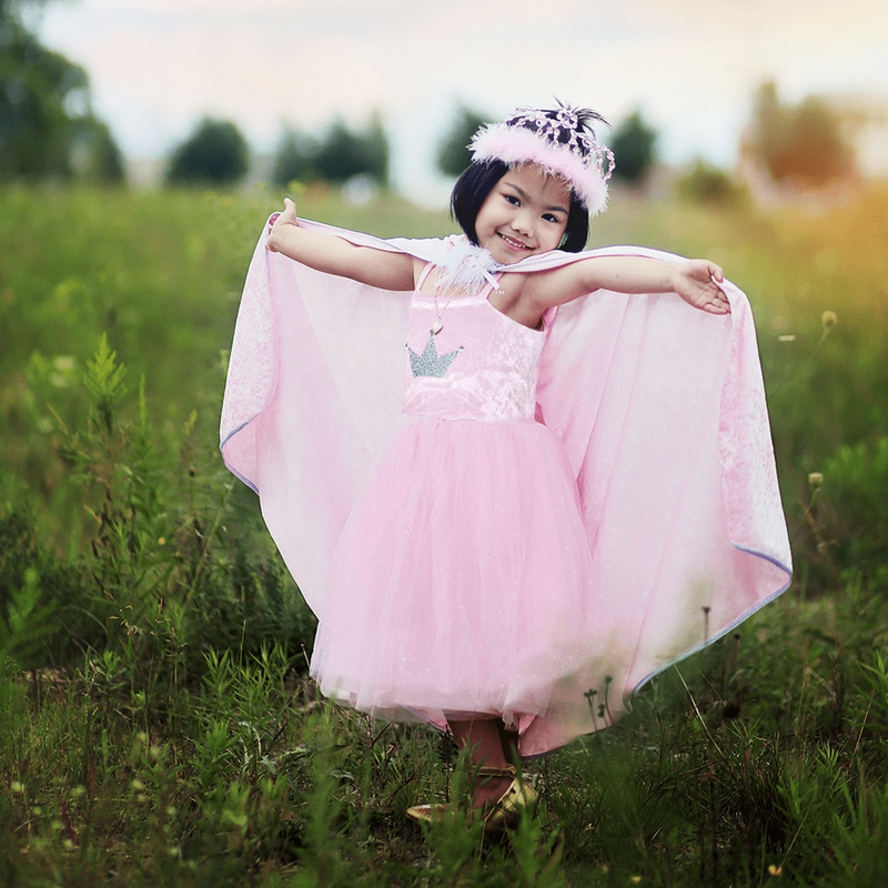 Prinsesse kjole & diadem, Pink, 3-4 År, Great Pretenders på pige