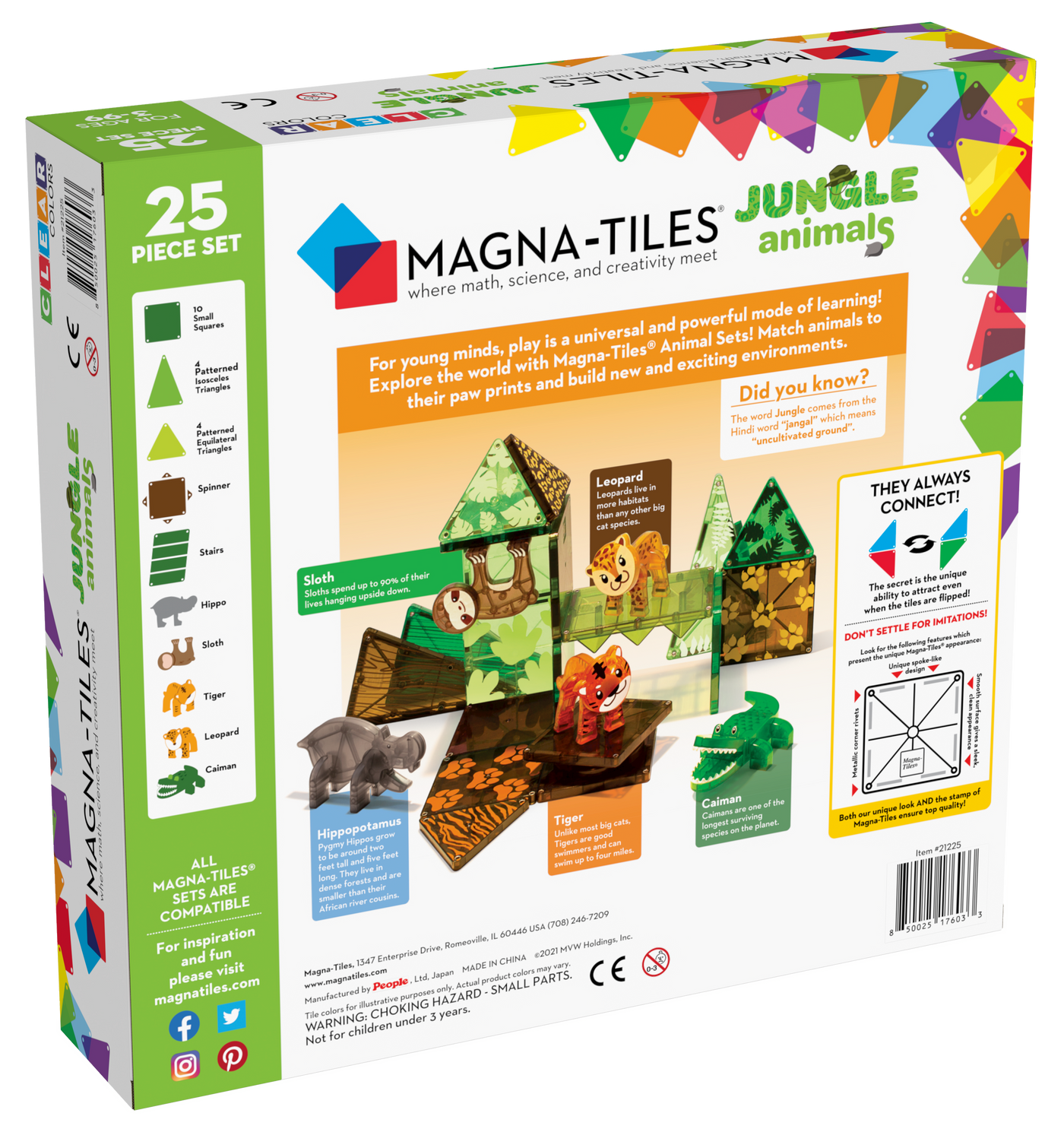 Indhold Magna-Tiles Jungle, 25 stk. Magnetisk Konstruktionsleg