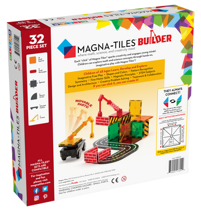Indhold af Magna-Tiles Builder byggesæt