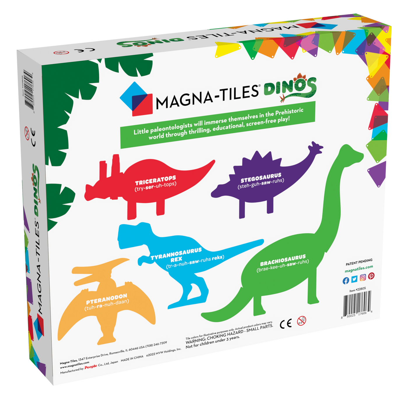 Magna-Tiles, Dinosaurer, 5 stk.