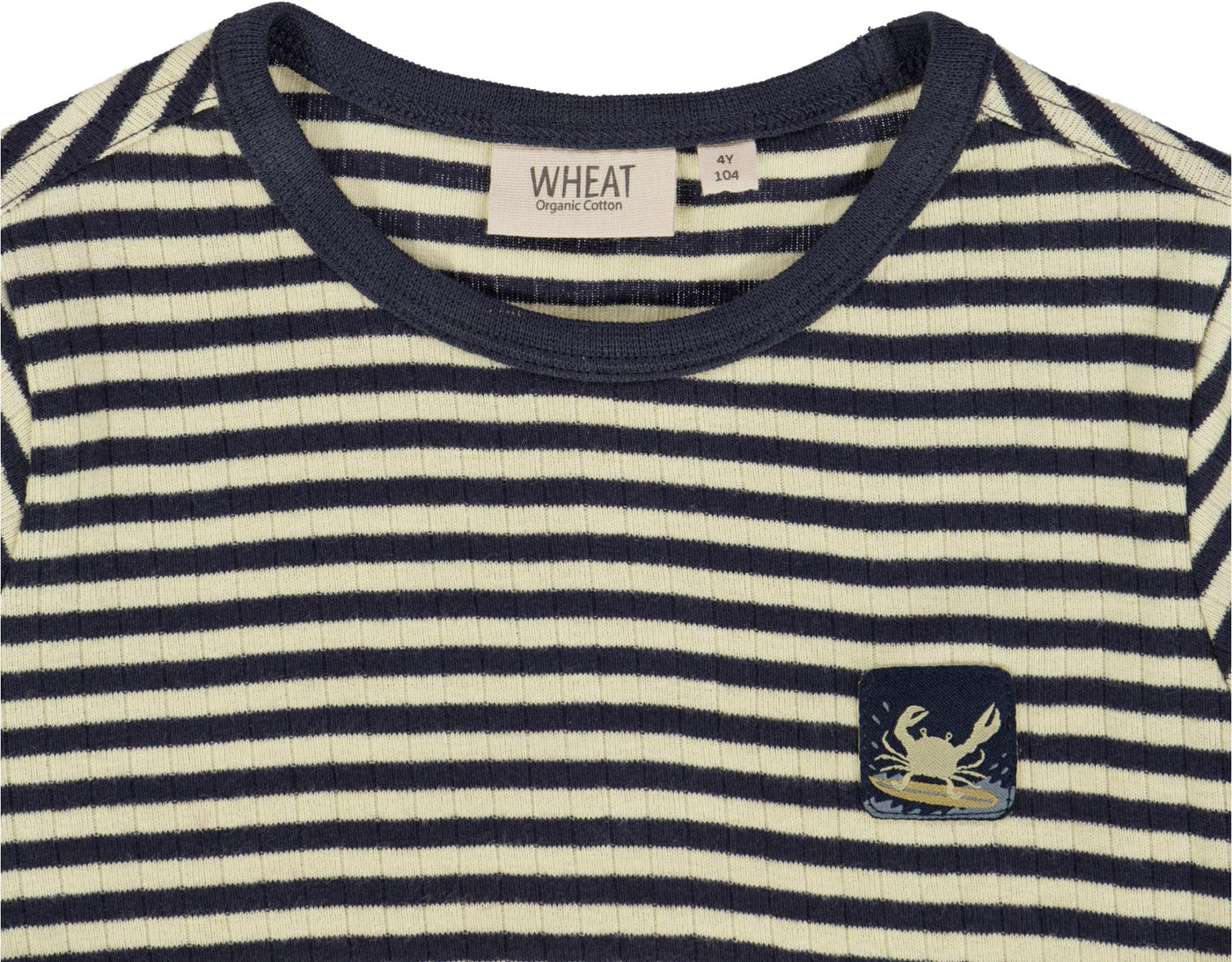 Surfcrab Badge T-shirt, Midnight Stripe, Wheat