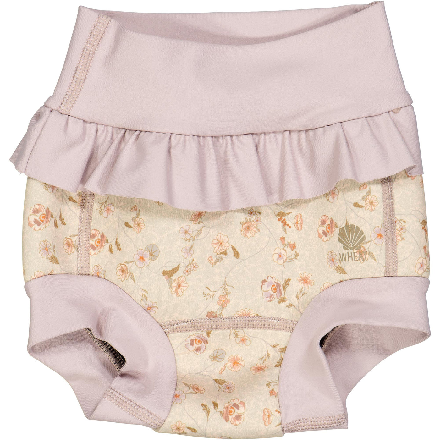 Neopren Svømmebukser, Ruffle, Purple Poppy Flowers, Wheat