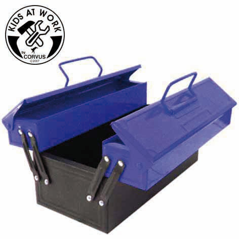 Rigtig værktøjskasse til børn i solid blå metal
