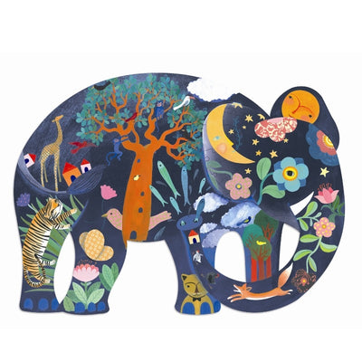 Puslespillet har form som en elefant