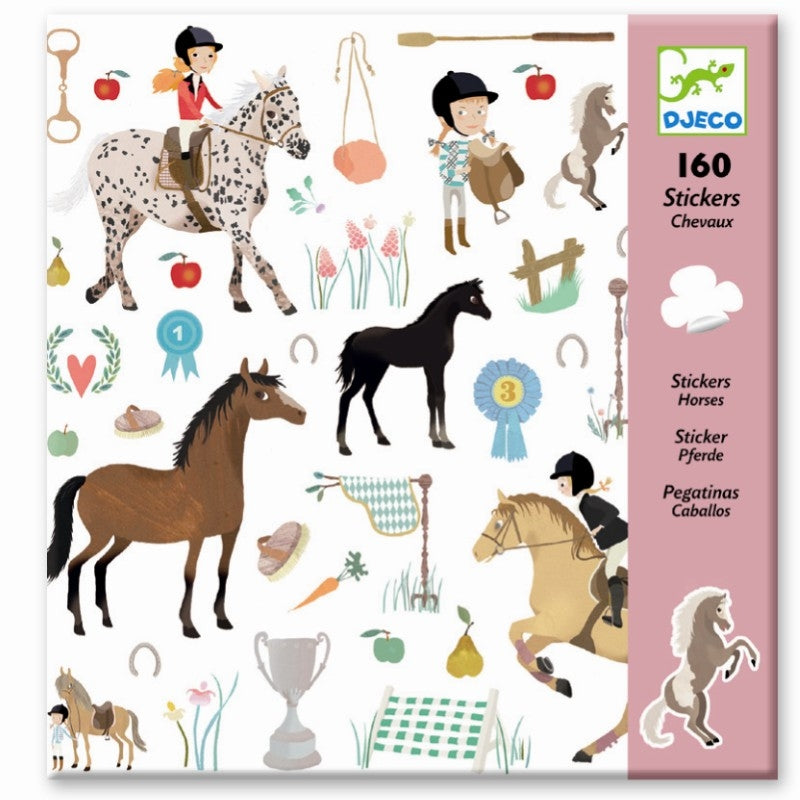 160 klistermærker med piger og deres heste