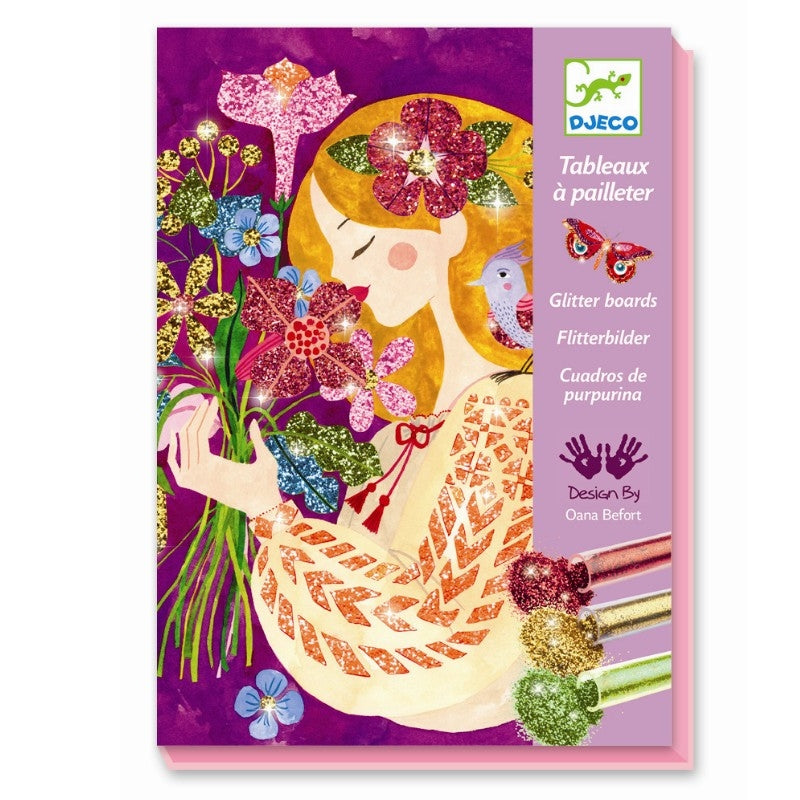 Kreativ Æske, Glimmerkort af piger og blomster fra Djeco