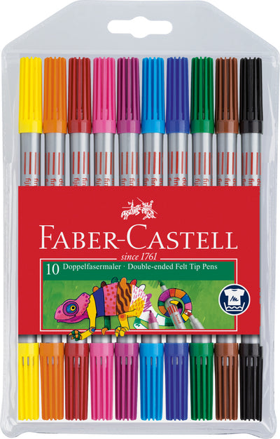 10 Dobbelt Tusser med Tynd og Tyk Spids, 10 Farver, Faber-Castell