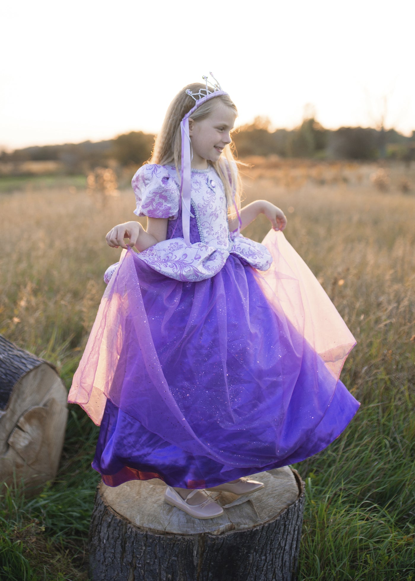 Prinsessekjole i Lilla, 7-8 år, Great Pretenders