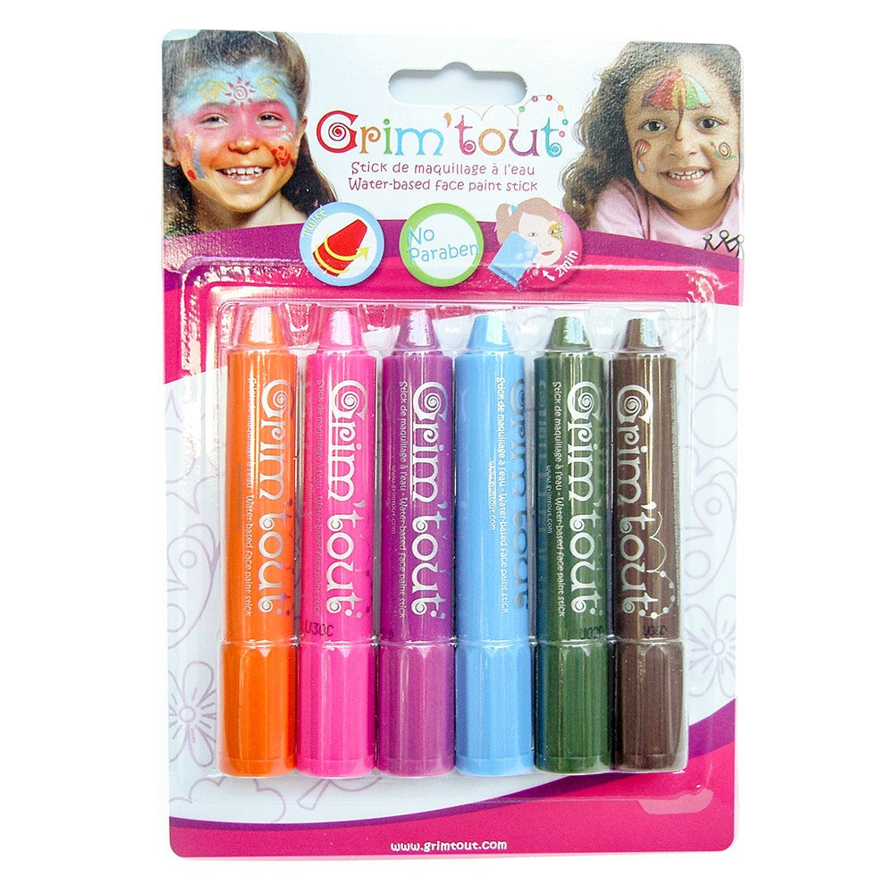 Grim'Tout Ansigtsmaling Sticks, 6 farver