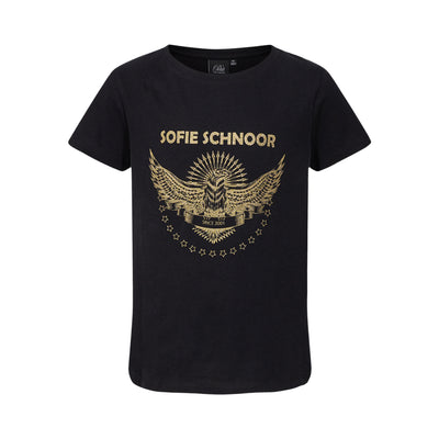Kortærmet T-shirt Felina, Sort med Guldprint, Petit Sofie Schnoor