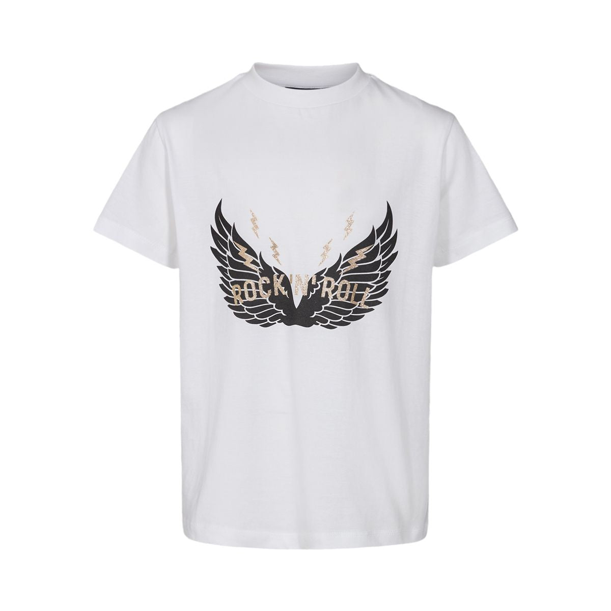 Kortærmet T-shirt Felina, Hvid med Guldprint, Petit Sofie Schnoor